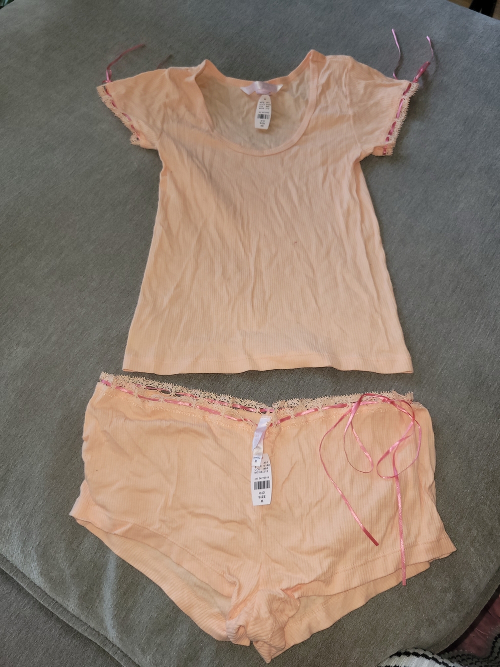 Victoria's Secret Peach Lace-Trim Short Sleep Set BNWT Y2K Vintage
